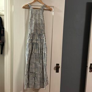 Madewell cross back smocked sun dress blue painted diamond